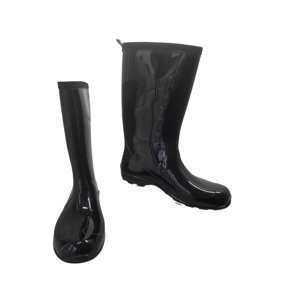 Kamik Sami Black Glossy Rain Boots Womens Shoe Size 7 Waterproof Pull-On NEW